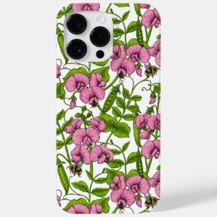 Sweet peas and bumblebees, pink, green and white Case-Mate iPhone 14 pro max case