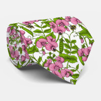 Sweet peas and bumblebees, pink, green and white
