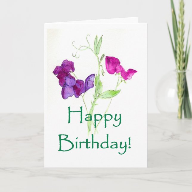 'Sweet Peas' Birthday Card (Front)