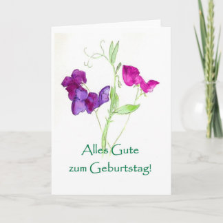 Sweet Peas Birthday Card - German Greeting