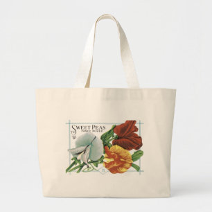 Sweet Peas, Fancy Mixed Large Tote Bag