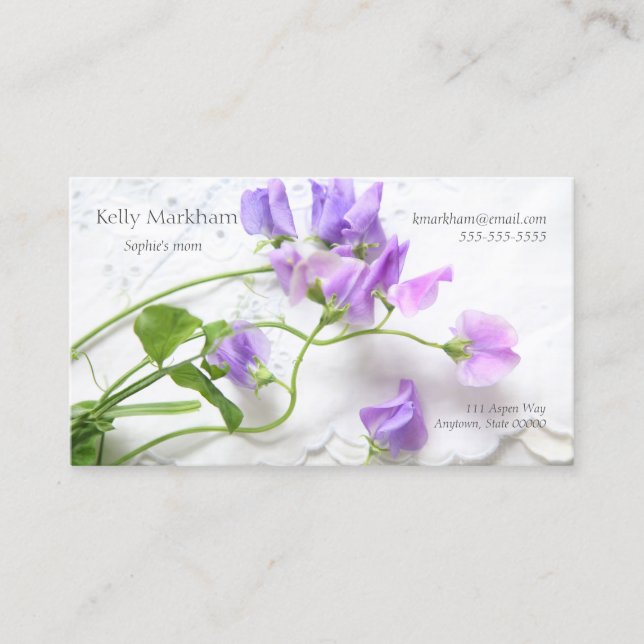 Sweet peas mum contact calling card (Front)