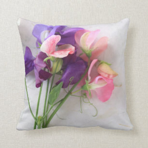 Sweet peas on textured paper cushion