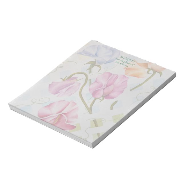 SWEET PEAS WATERCOLOR FLOWER NOTE PAD (Rotated)