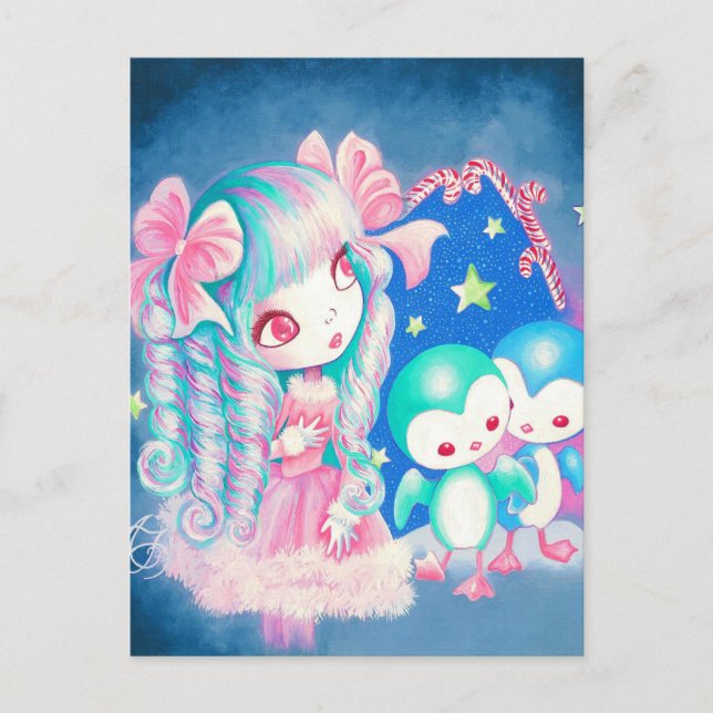 Sweet Penguin Christmas Holiday Postcard (Front)