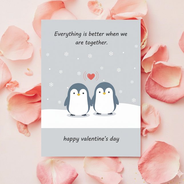 Sweet Penguin Couple Cute Valentine Day Love Card (Creator Uploaded)