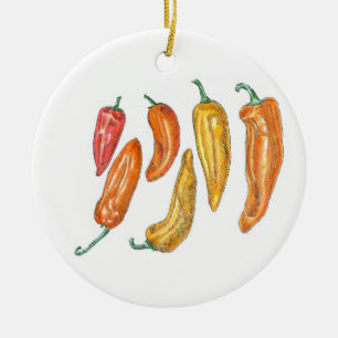 Sweet Peppers Ceramic Tree Decoration