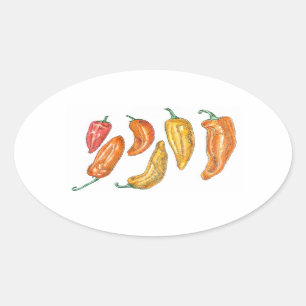 Sweet Peppers Oval Sticker