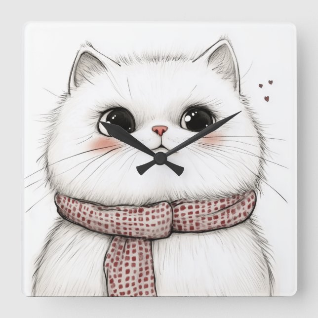 Sweet Persian Cat Wall Clock (Front)