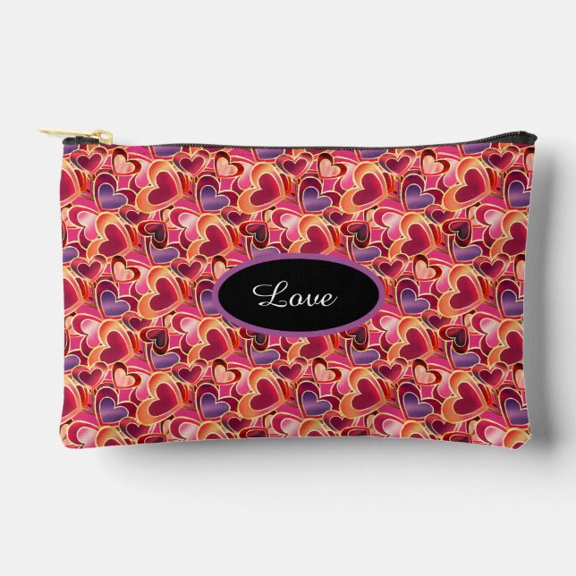 Sweet Personalised Popping Hearts Foil Accessory Pouch (Front)