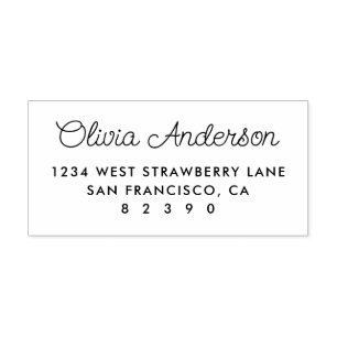 Sweet Personalised Script Name Return Address Rubber Stamp