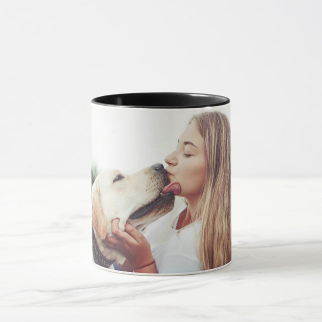 Sweet Pet Kiss Photo Modern Photo Mug (Center)
