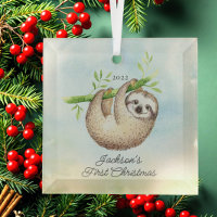 Sweet Photo Sloth Baby's First Christmas