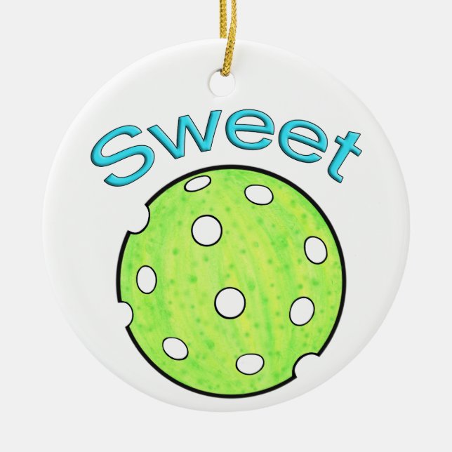 Sweet Pickle Pickleball Ceramic Tree Decoration (Front)