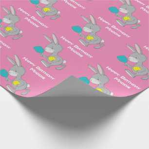 Sweet pickleball bunnies with custom name wrapping paper