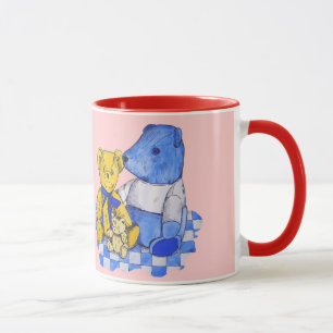 sweet picture of three cute old teddies mug