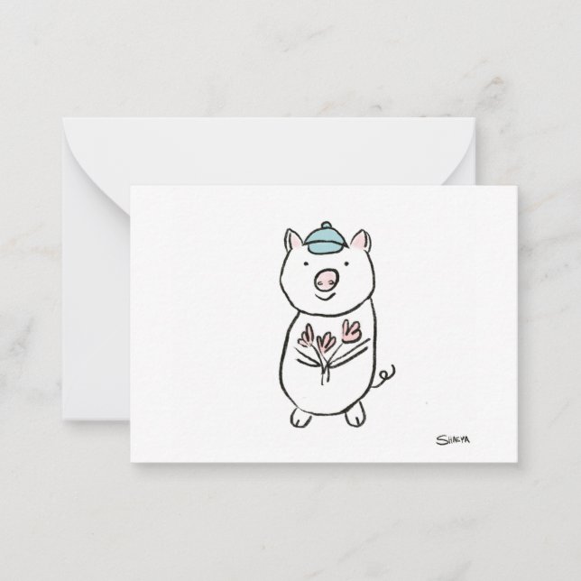 Sweet Pig Note Card (Front)
