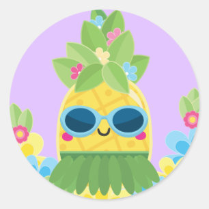 Sweet Pineapple Girls Ms Onederful First Birthday  Classic Round Sticker