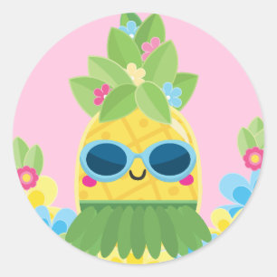 Sweet Pineapple Girls Ms Onederful First Birthday Classic Round Sticker