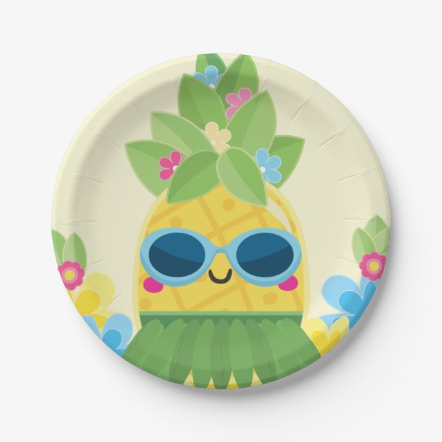 Sweet Pineapple Girls Ms Onederful First Birthday Paper Plate (Front)