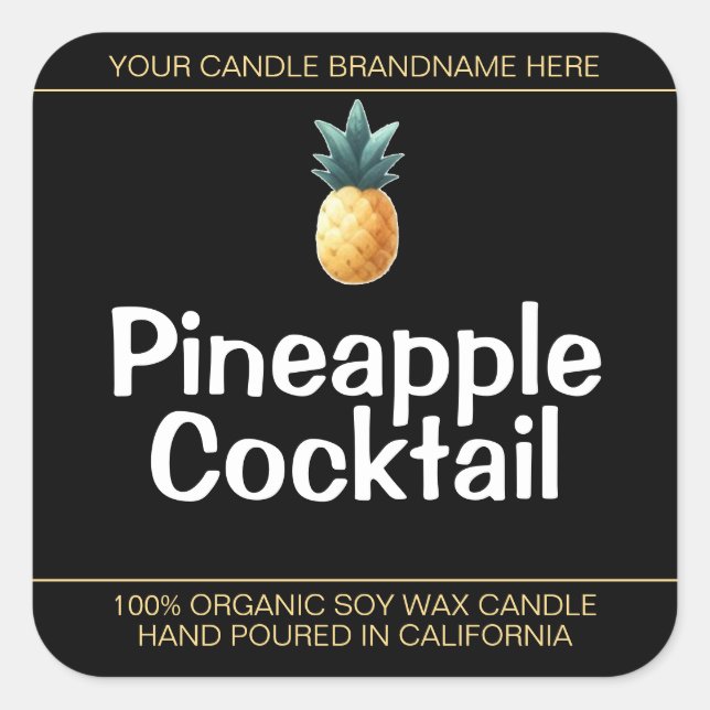 Sweet Pineapple Symbol Soy Candles Labels Black (Front)