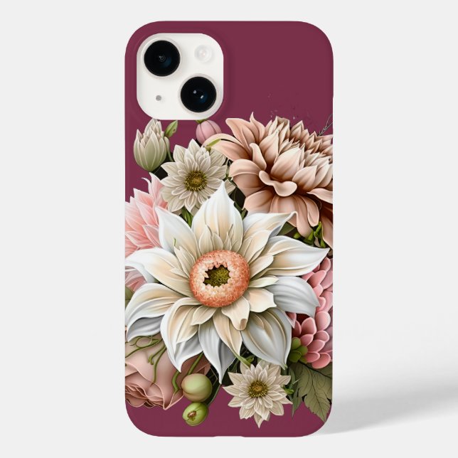 Sweet Pink and Cream Florals iPhone Case (Back)