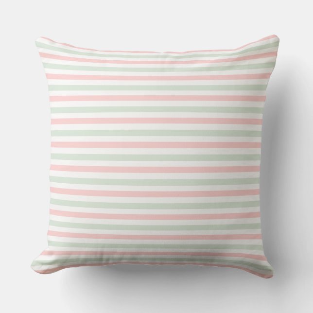 Sweet Pink and Fresh Mint Striped Cushion (Front)