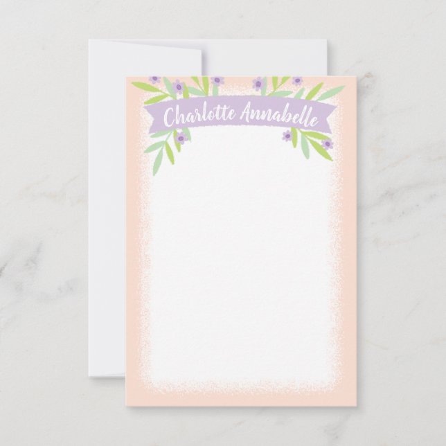 Sweet Pink and Lilac Floral Banner Invitation (Front)