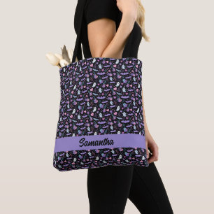 Sweet Pink and Purple Halloween Bats and Ghosts Tote Bag