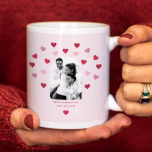 Sweet Pink and Red Heart Patterned Photo Valentine Large Coffee Mug