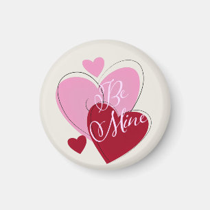 Sweet Pink and Red Hearts Love Magnet