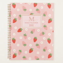 Sweet Pink and Red Strawberries Monogram Daily