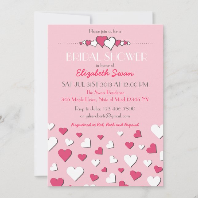 Sweet Pink and White Love Bridal Shower Invitation (Front)
