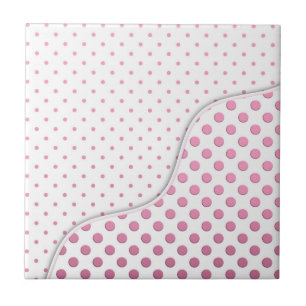 Sweet Pink and White Polka Dot Pattern Design Tile