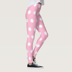 Sweet Pink and White Polka Dot Pattern Girly Cute Leggings