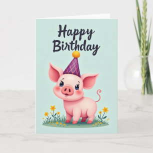 Sweet Pink Animal Birthday Card