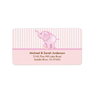 Sweet Pink Baby Elephant Address Label