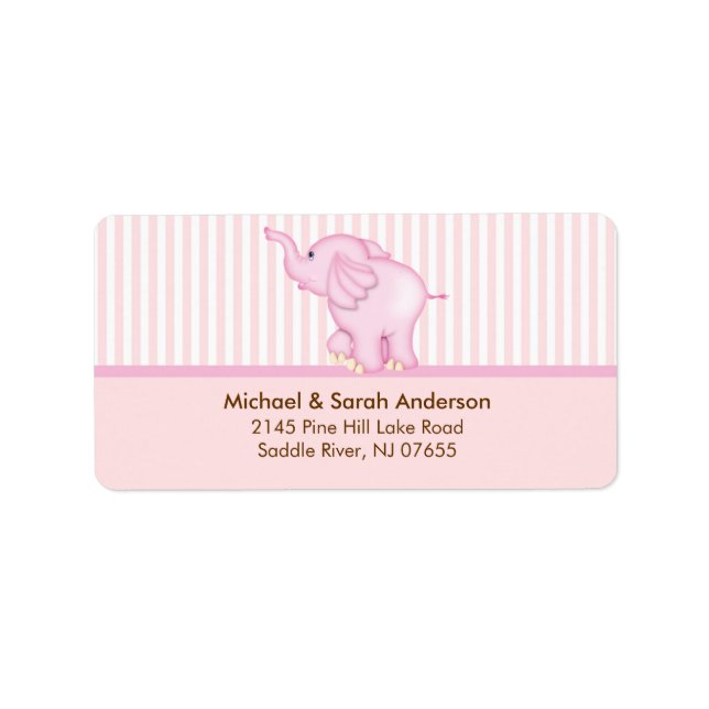Sweet Pink Baby Elephant Address Label (Front)