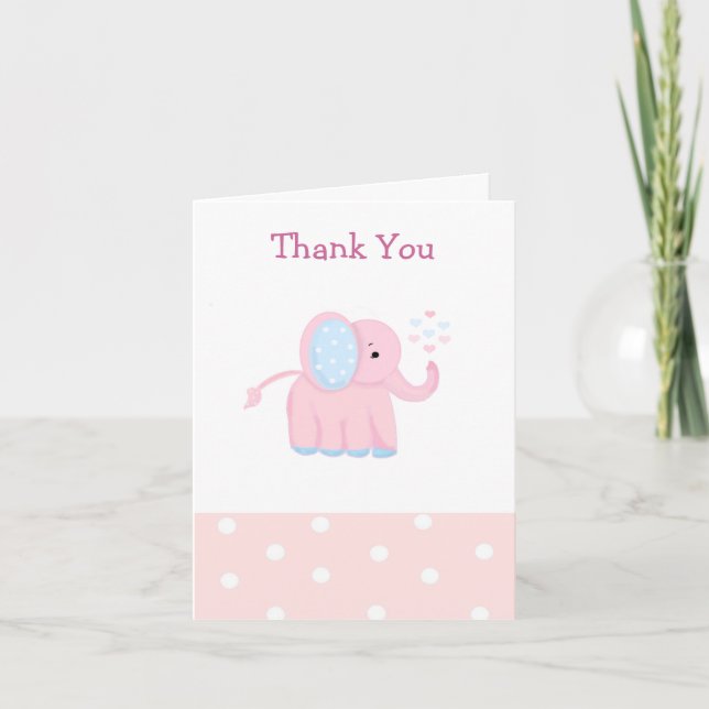 Sweet Pink Baby Elephant Thank You (Front)