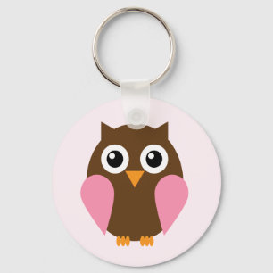 Sweet Pink Baby Owl Key Ring