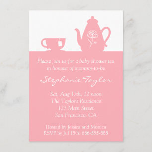 Sweet Pink Baby Shower, Tea Party for Mum to Be Invitation