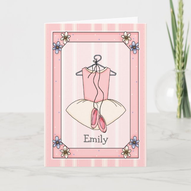 Sweet Pink Ballet Personalised Greeting Card (Front)