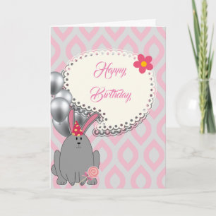 Sweet pink balloons, sweet birthday card