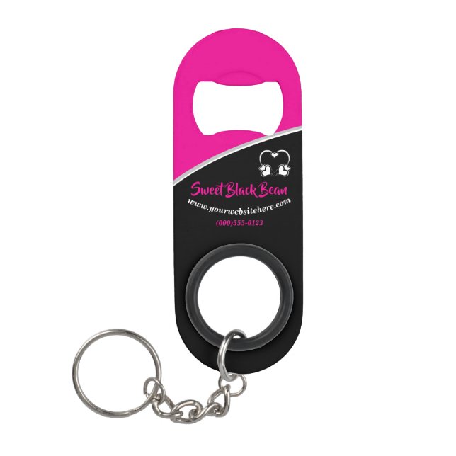 Sweet Pink Bean Promotional Business Keychain (Front)