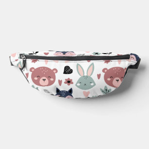 Sweet Pink Bear Fox And Bunny Forest Bum Bags