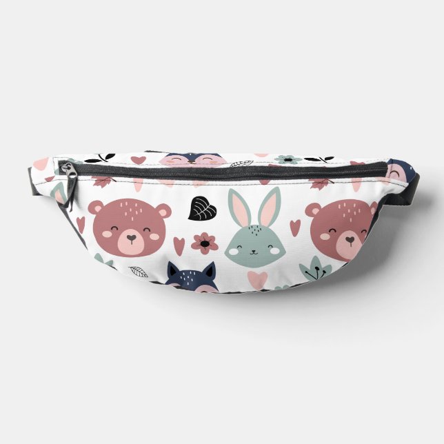 Sweet Pink Bear Fox And Bunny Forest Bum Bags (Lay Down)
