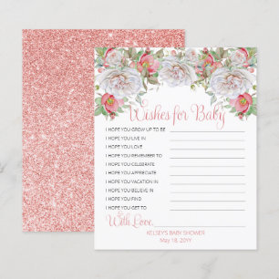 Sweet Pink Blooms Pink Girl Shower Wishes for Baby