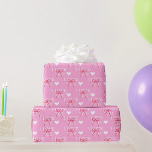 Sweet Pink Bow Valentine's Day Wrapping Paper