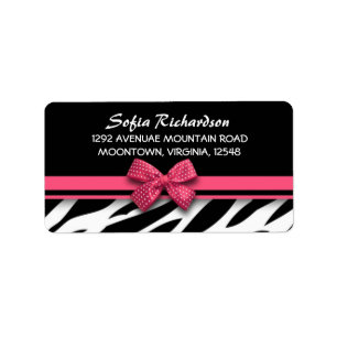 sweet pink bow zebra elegant address labels