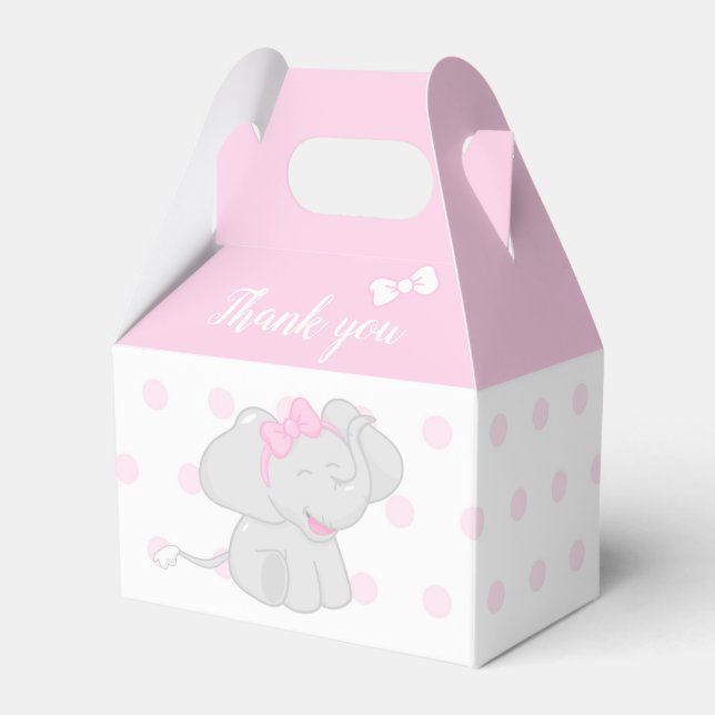 Sweet Pink Box Baby Shower with Elephant (Front Side)